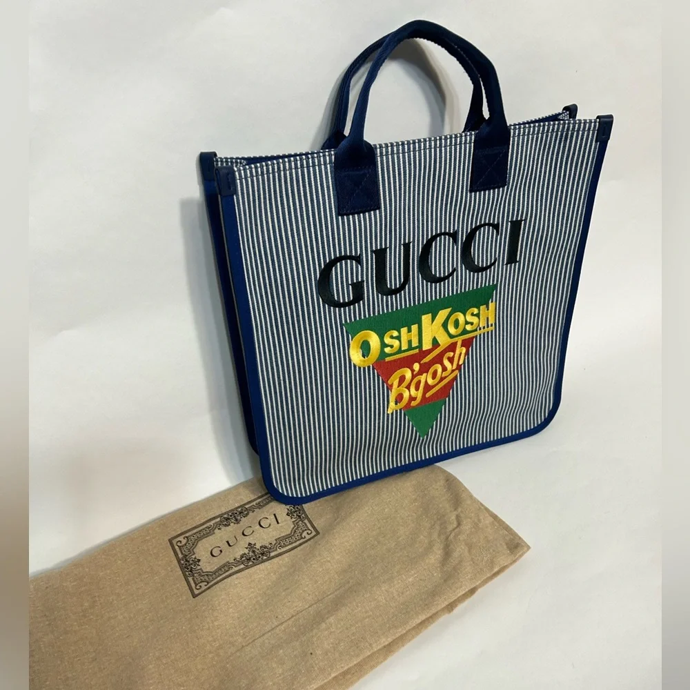 GUCCI x Oshkosh Collaboration Tote blue striped Children’s Line - Picture 1 of 6